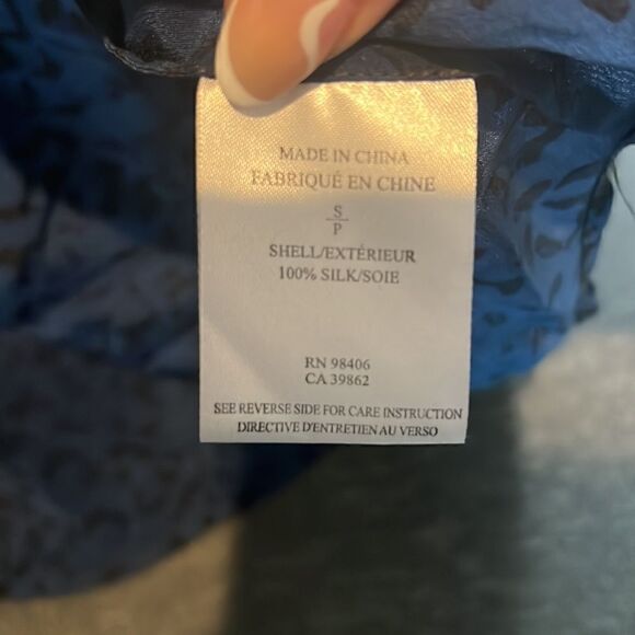 Theory blue and black silk blouse - Picture 3 of 3